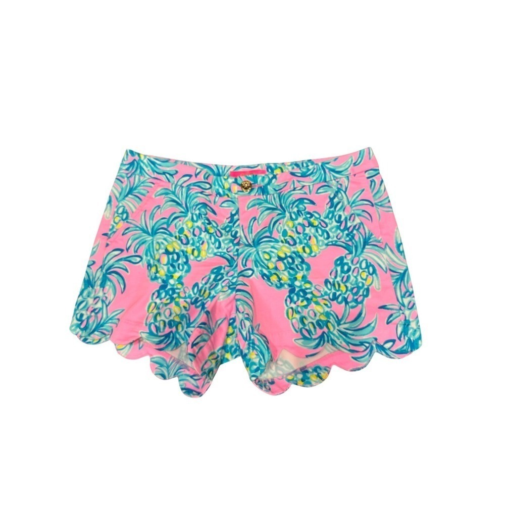 Lilly Pulitzer Buttercup Scallop Hem Shorts Pineapple Print  10 NEW 5” inseam - Picture 2 of 8